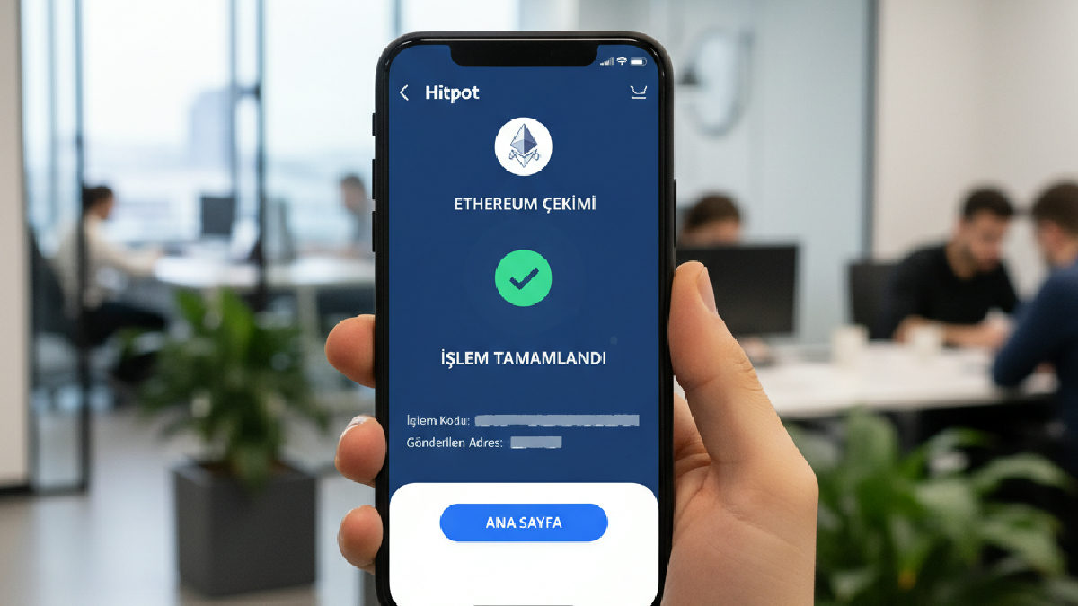 Hitpot'un mobil uygulaması üzerinden Ethereum çekme sürecini kolayca tamamlayabilirsiniz.